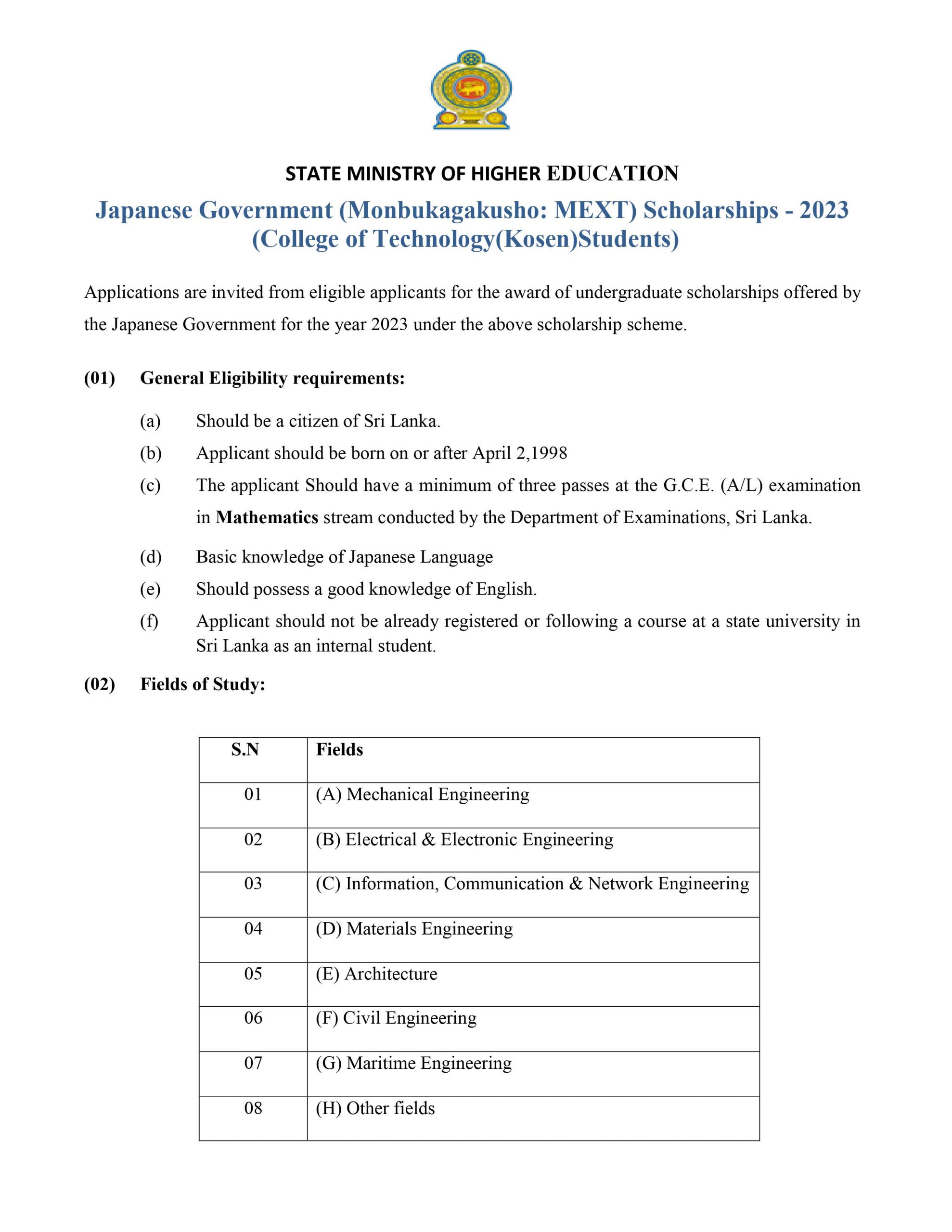 Japan Scholarships
