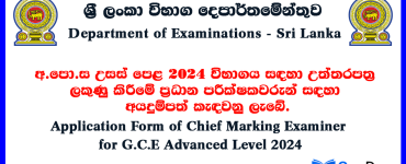 Application Form of Chief Marking Examiner for GCE A Level 2024