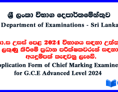 Application Form of Chief Marking Examiner for GCE A Level 2024