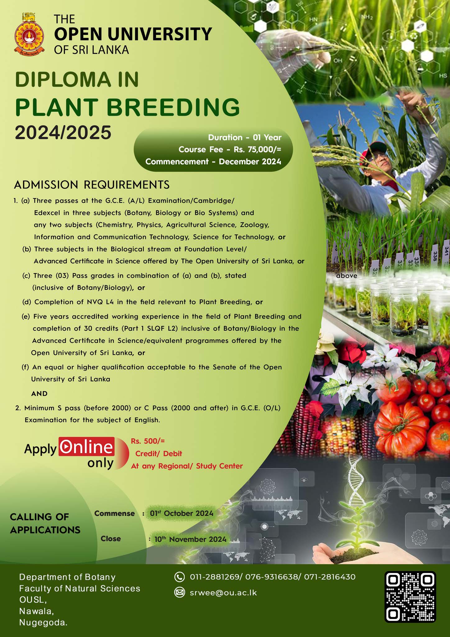 Diploma in Plant Breeding 