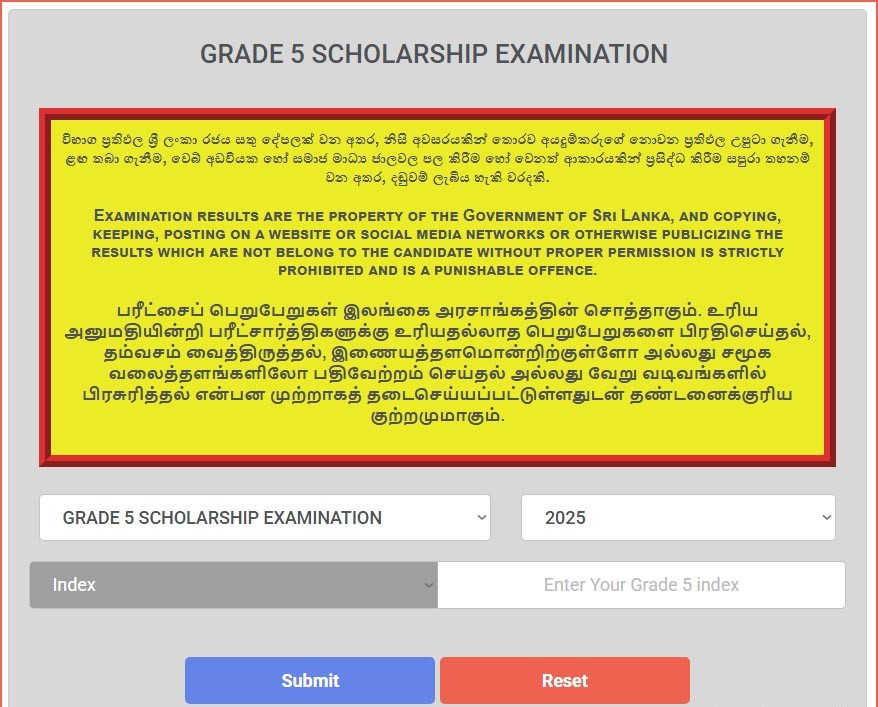 Scholarship Exam Results Released 