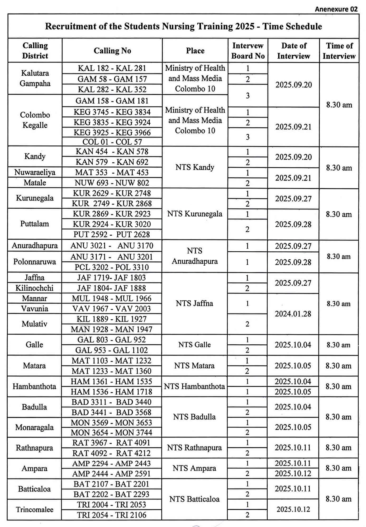 Conducted at the Nurses Training Schools 