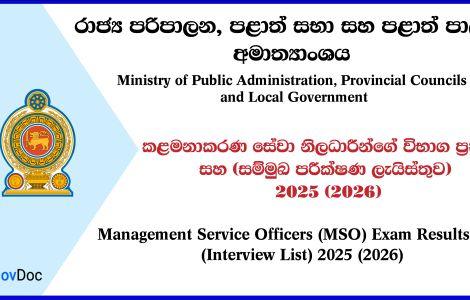 Management Service Officers (MSO) Exam Results and (Interview List) 2025 (2026)