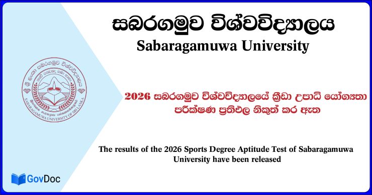 Sabaragamuwa University (Sports Degree) Aptitude Test Results 2026