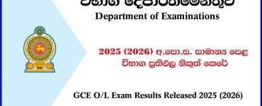 GCE O/L Exam Results Released 2025 (2026)