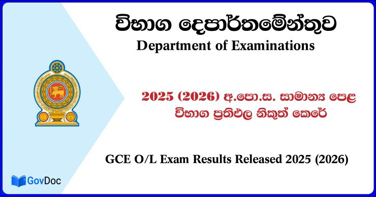 GCE O/L Exam Results Released 2025 (2026)